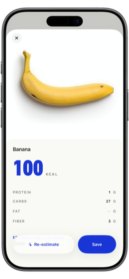 Banana logged at 100 kcal