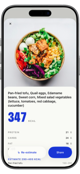 Tofu salad bowl logged at 347 kcal